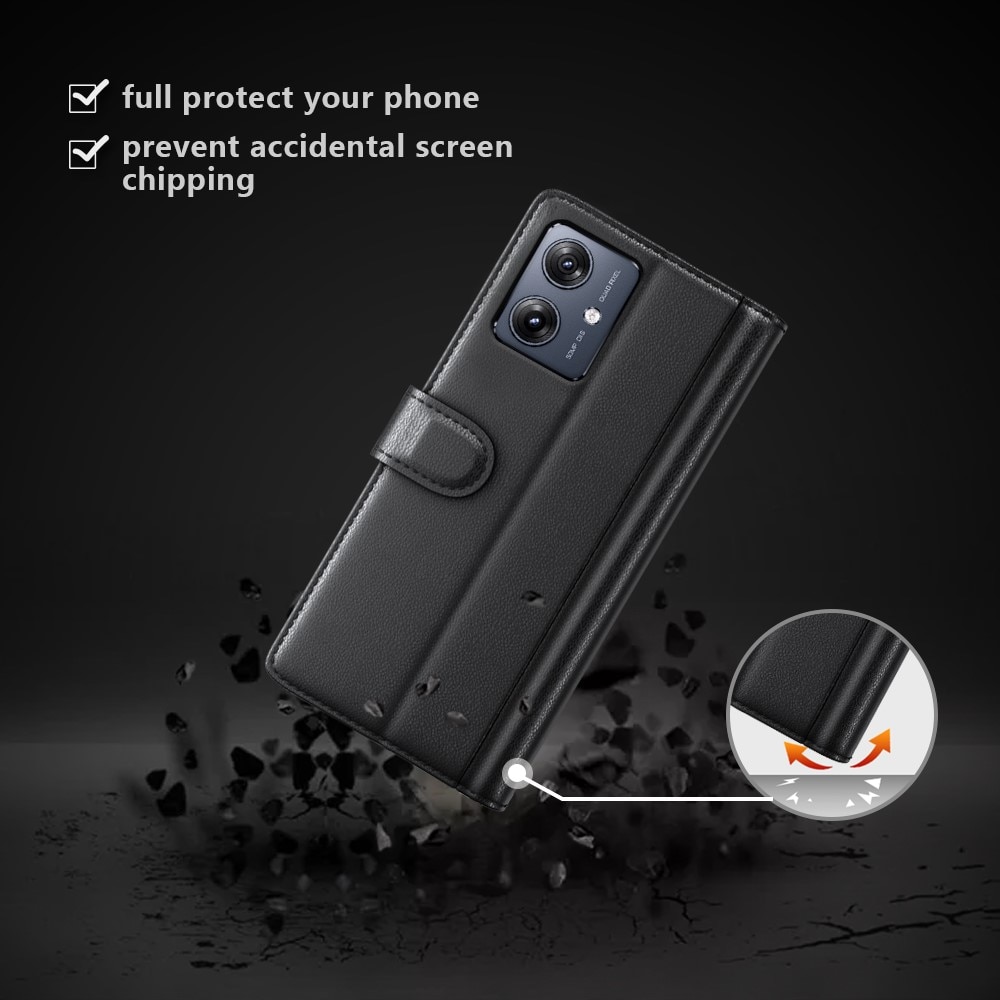 Äkta Läderfodral Motorola Moto G54 svart