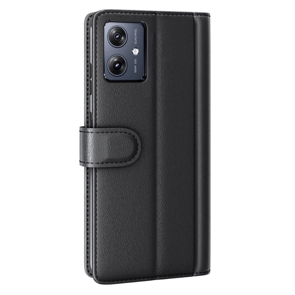 Äkta Läderfodral Motorola Moto G54 Svart