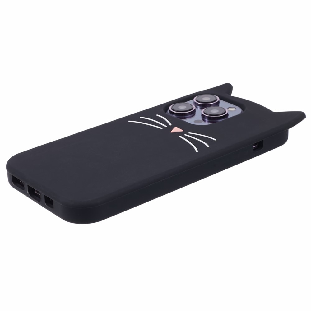 Silikonskal Katt iPhone 15 Pro Max svart