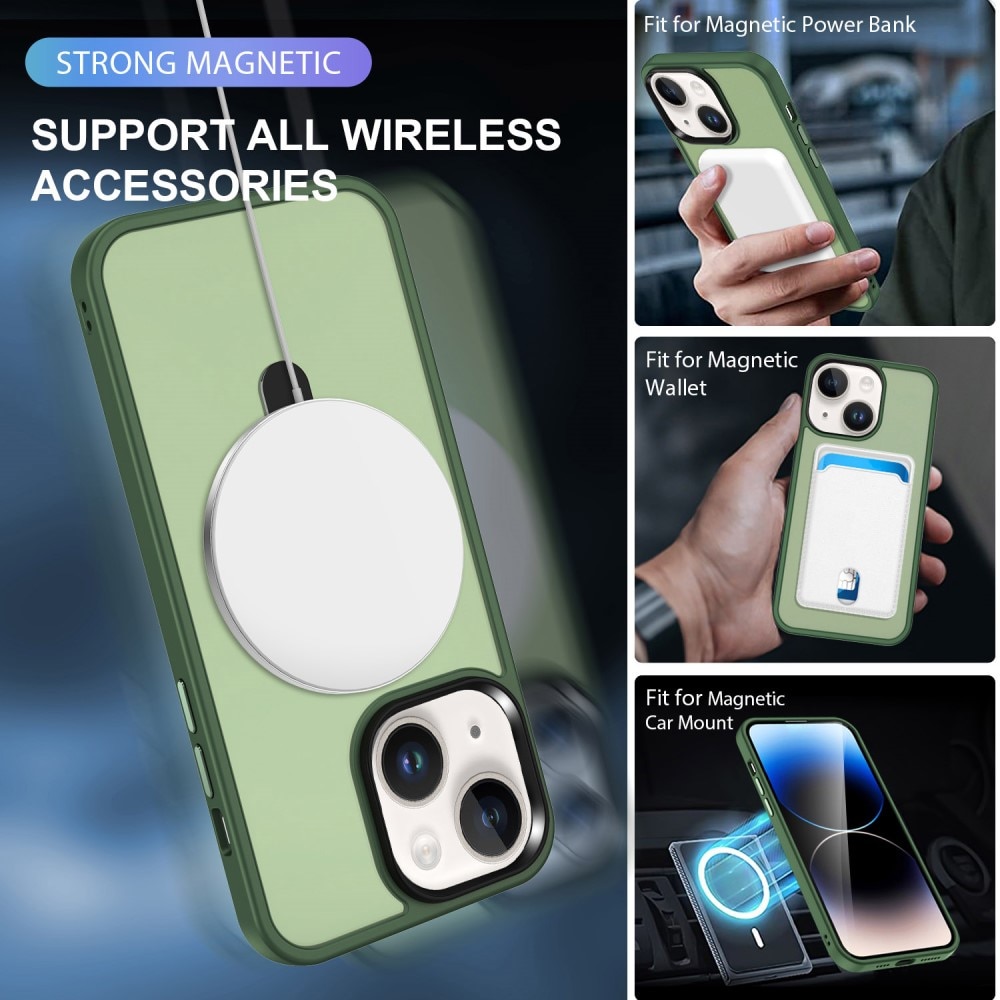 Hybridskal MagSafe Ring iPhone 15 Plus grön