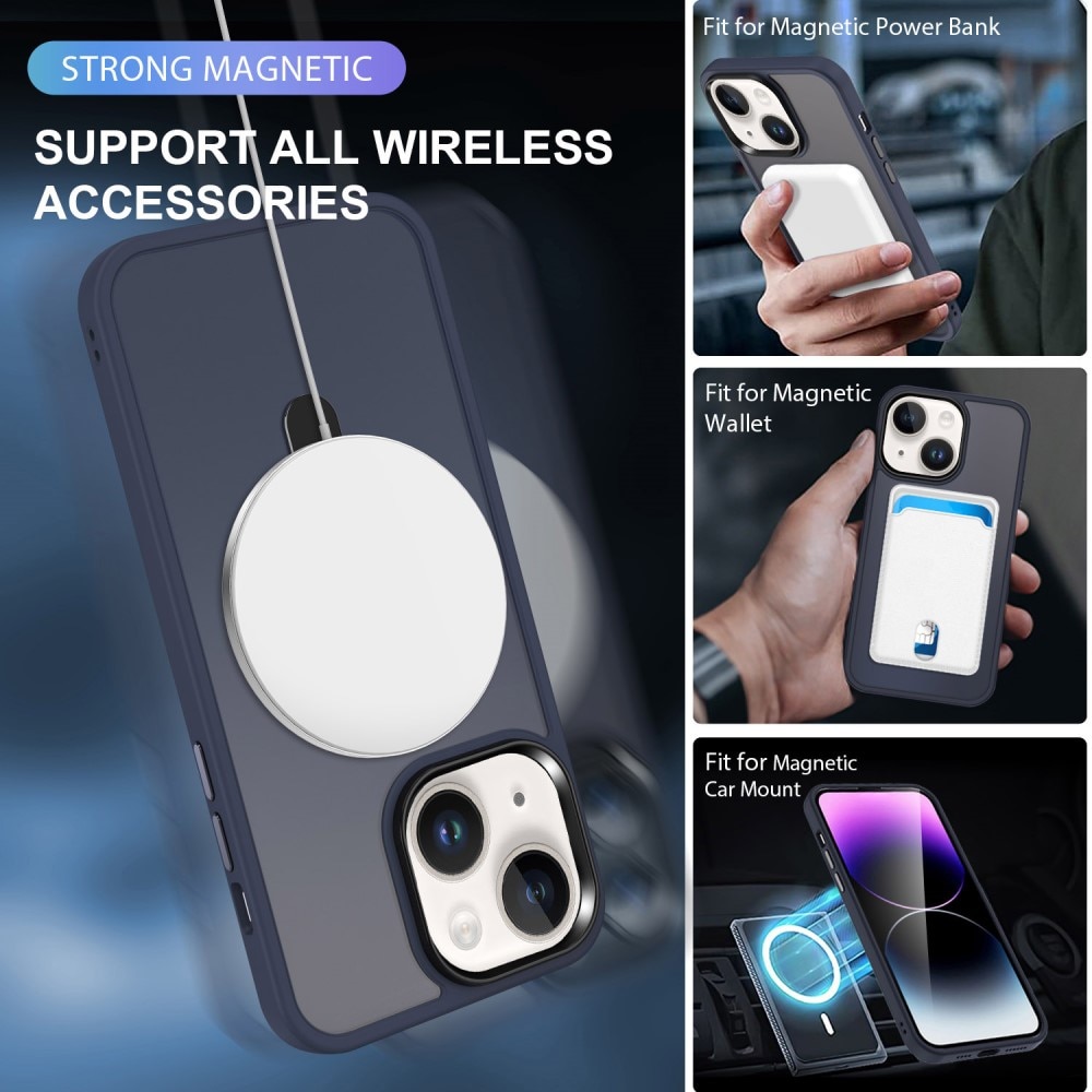 Hybridskal MagSafe Ring iPhone 15 Pro mörkblå