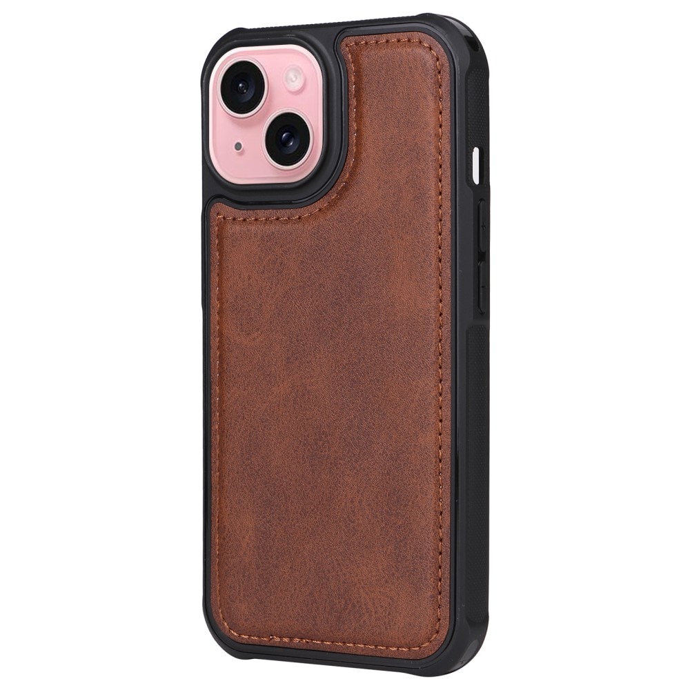 Magnet Leather Wallet iPhone 15 brun