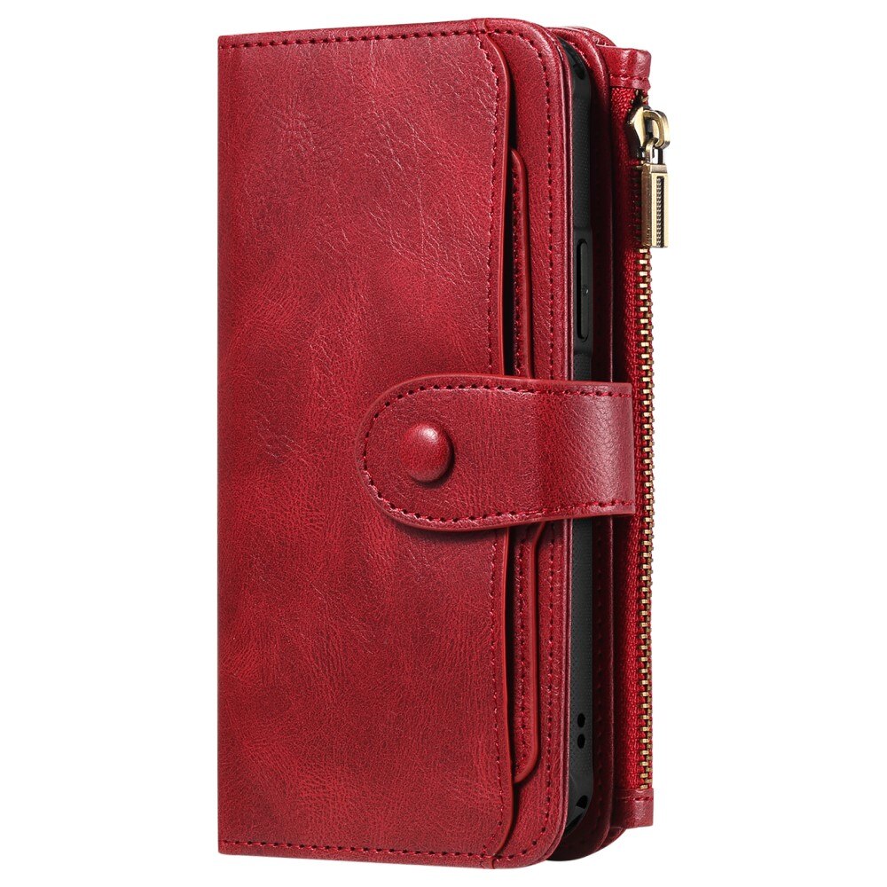 Magnet Leather Multi-Wallet iPhone 15 Pro Max röd