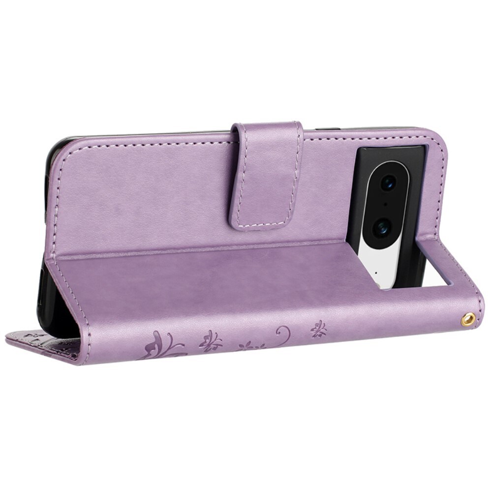 Läderfodral Fjärilar Google Pixel 8 Lila