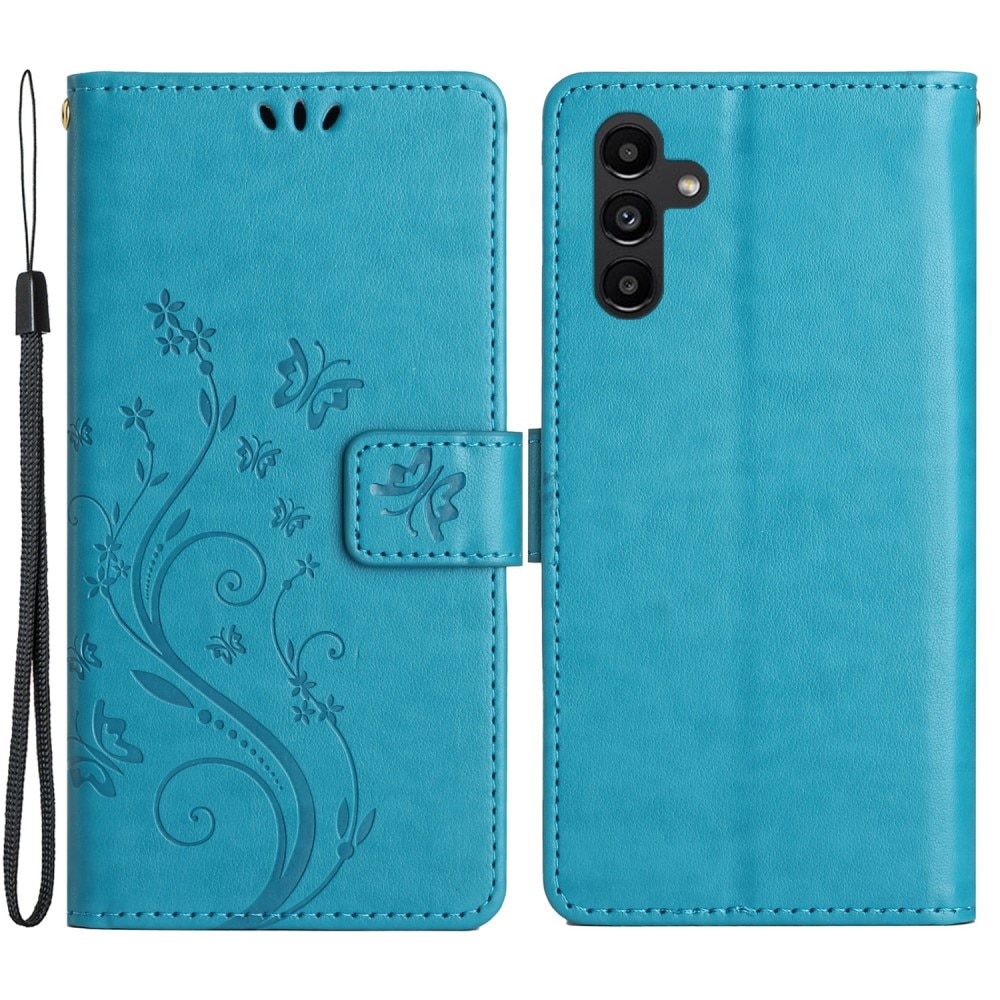 Läderfodral Fjärilar Samsung Galaxy A15 Blå