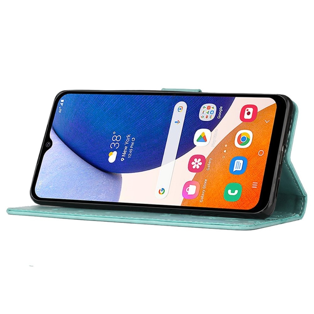 Läderfodral Fjärilar Samsung Galaxy A15 grön