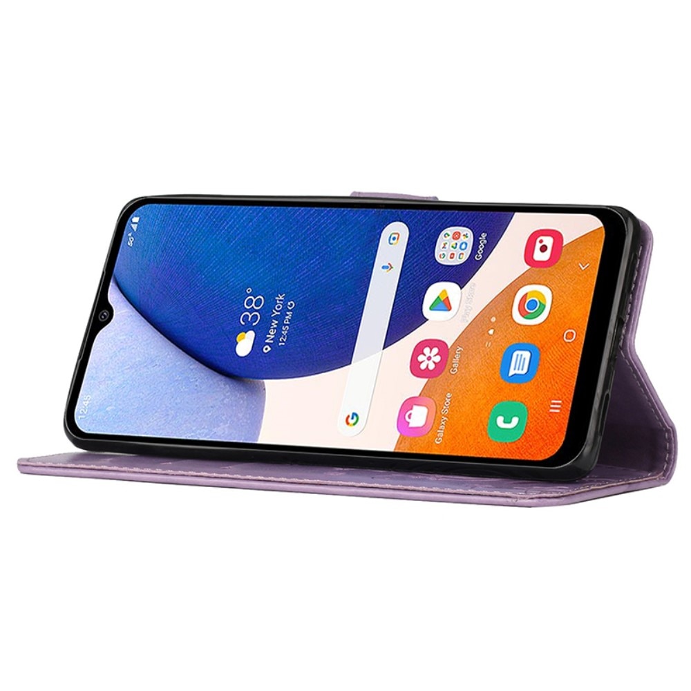 Läderfodral Fjärilar Samsung Galaxy A15 lila