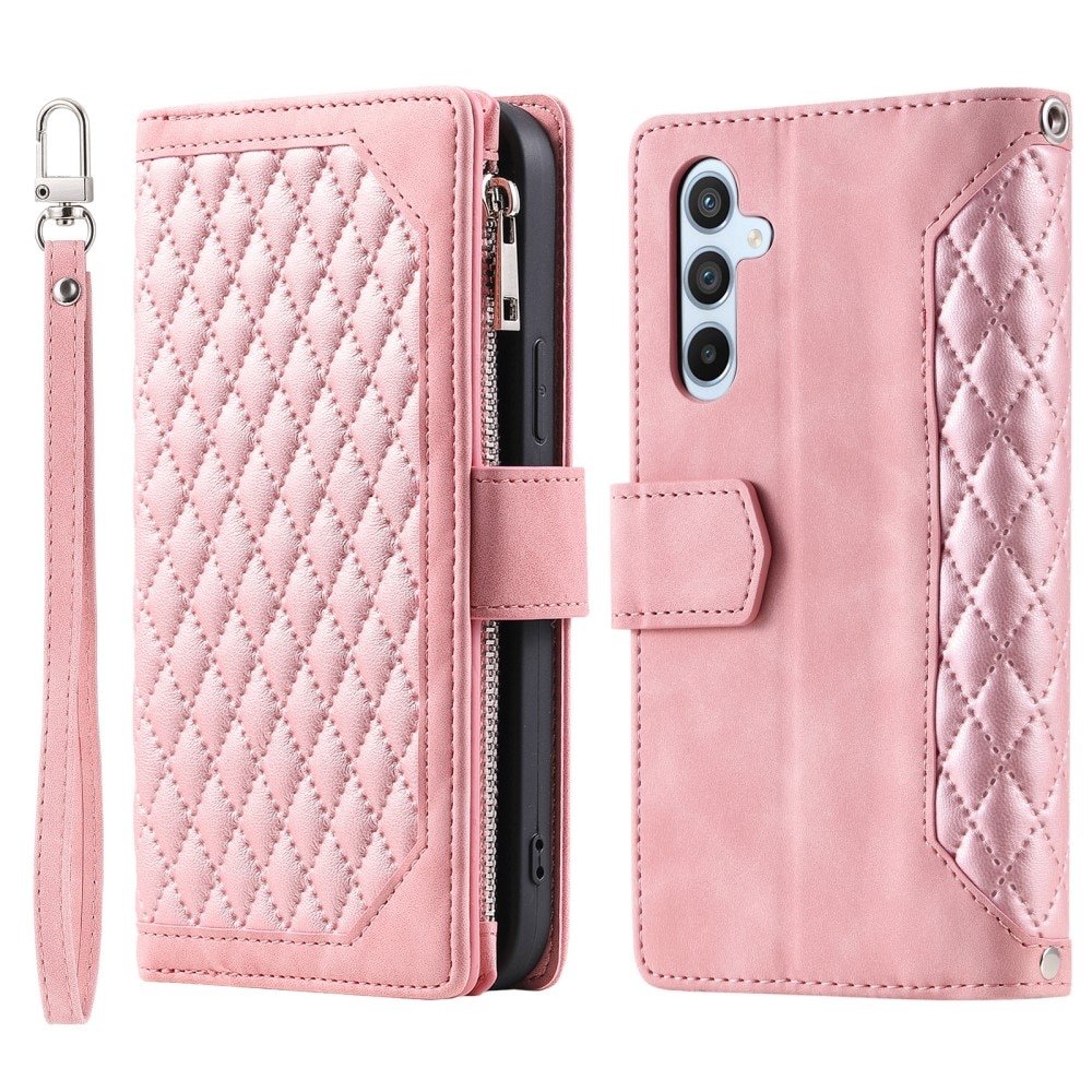 Plånboksväska Samsung Galaxy S24 Plus Quilted rosa