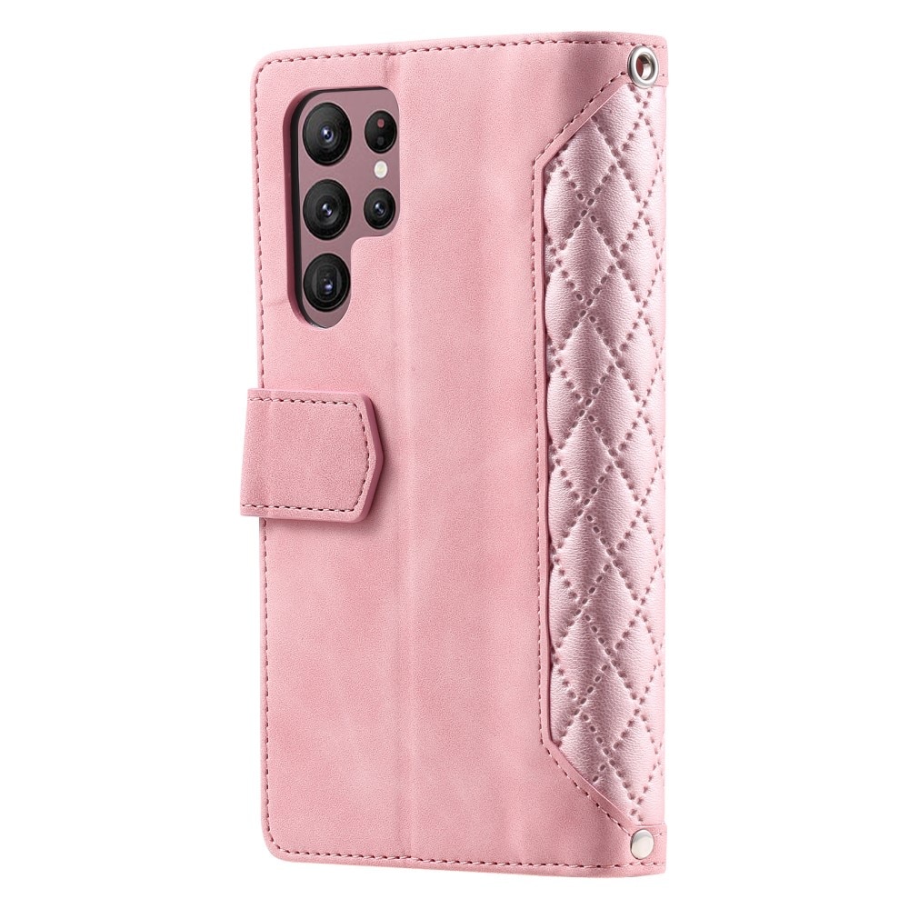 Plånboksväska Samsung Galaxy S24 Ultra Quilted rosa