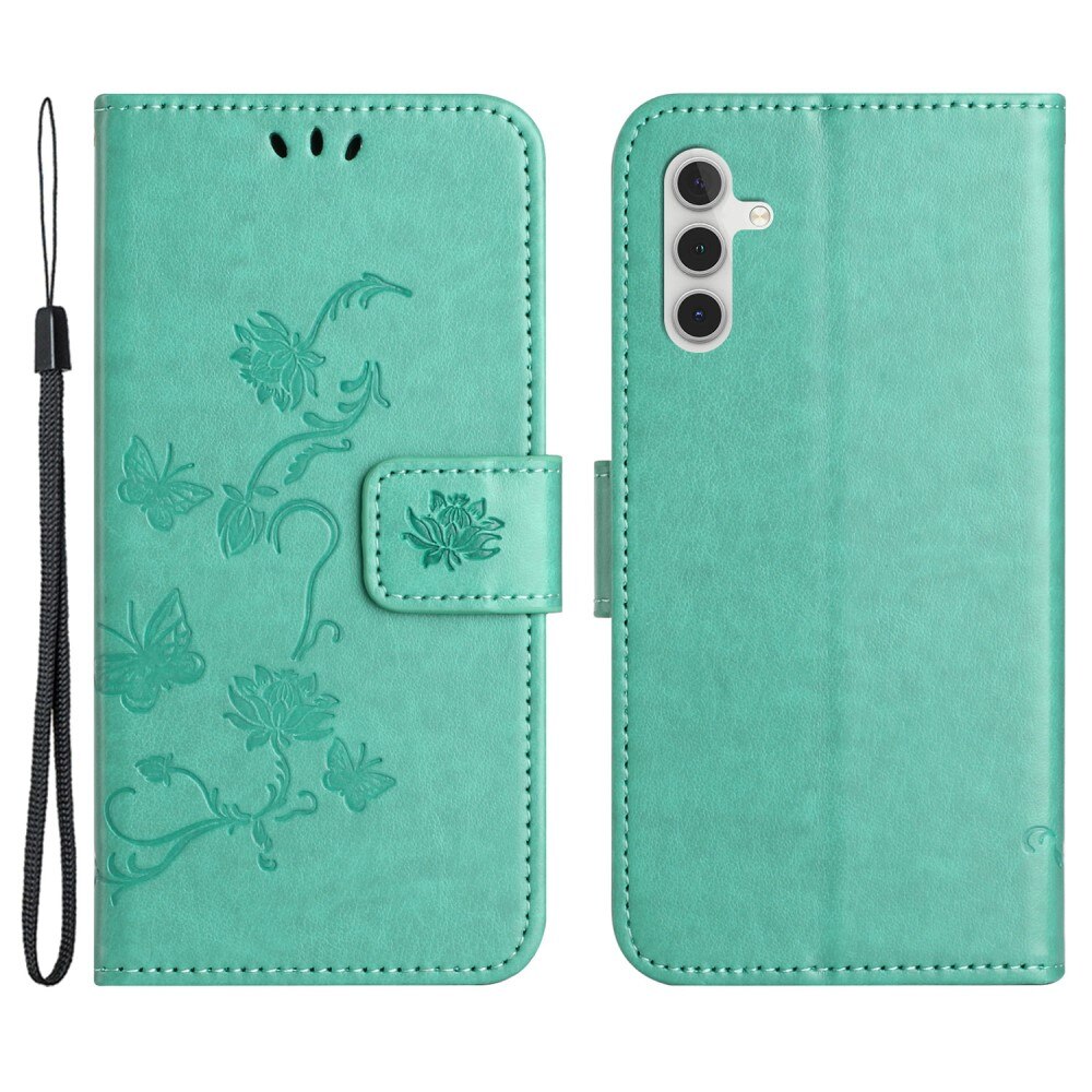 Läderfodral Fjärilar Samsung Galaxy S24 Grön