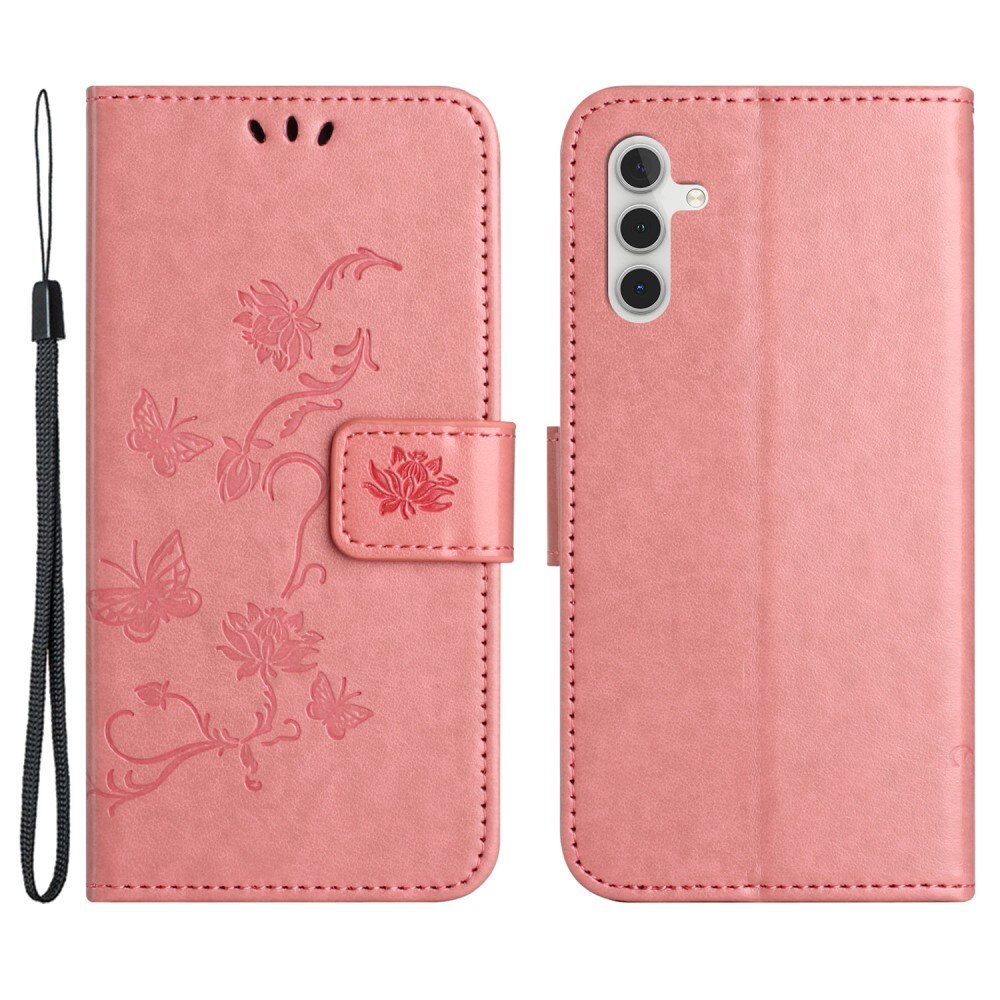 Läderfodral Fjärilar Samsung Galaxy S24 Rosa