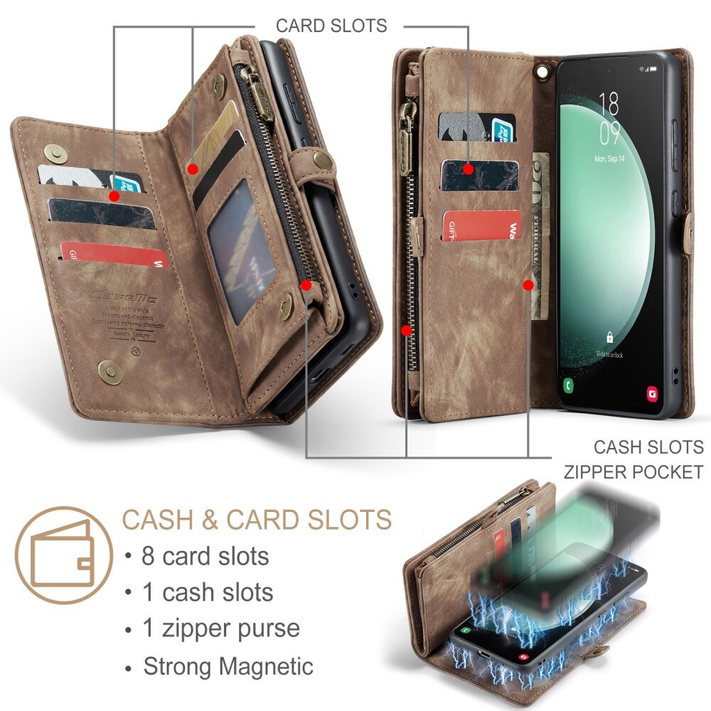 Multi-slot Plånboksfodral Samsung Galaxy S23 FE Brun