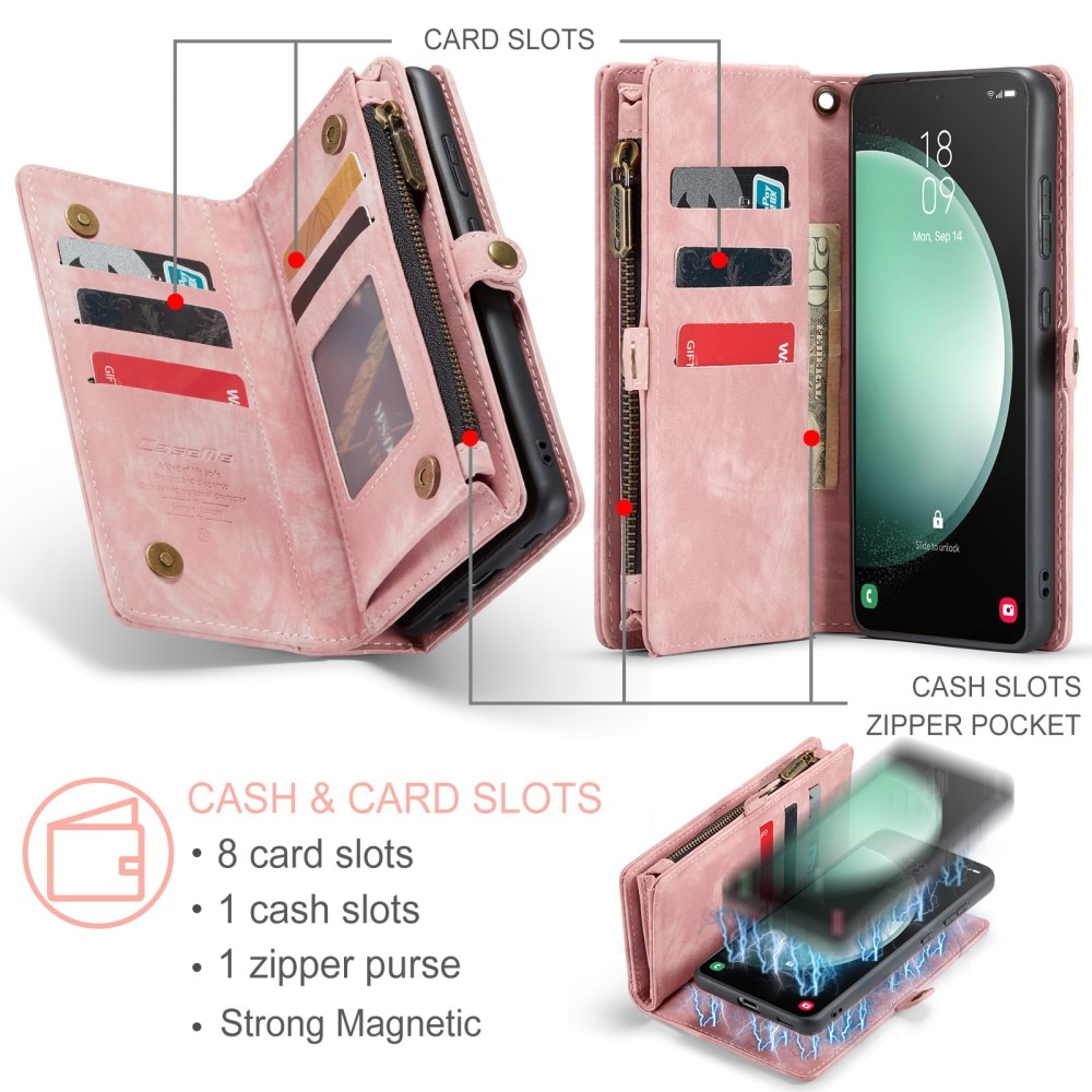 Multi-slot Plånboksfodral Samsung Galaxy S23 FE rosa