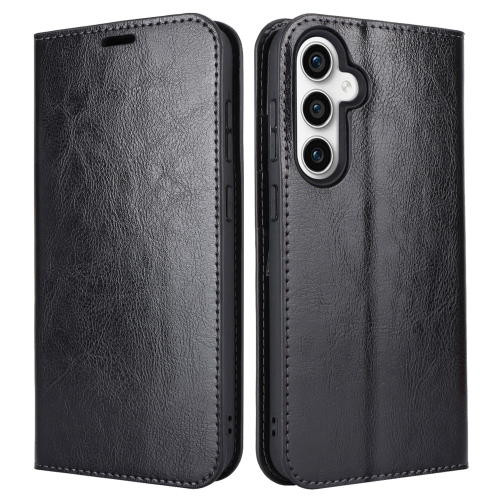 Mobilfodral Äkta Läder Samsung Galaxy S23 FE svart