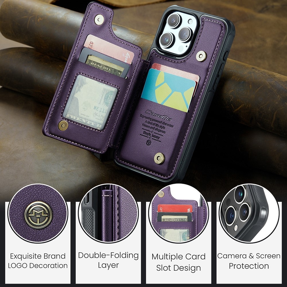 Plånboksskal RFID-skydd iPhone 15 Pro lila