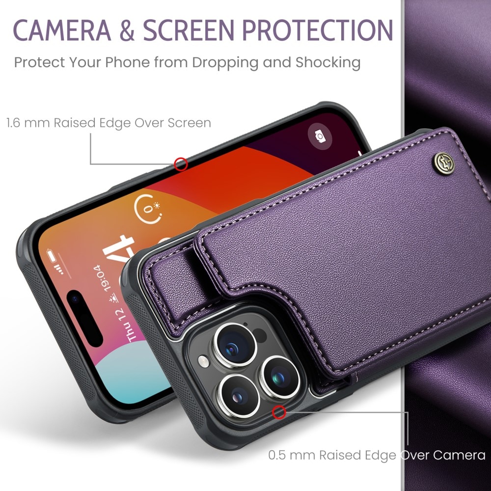 Plånboksskal RFID-skydd iPhone 15 Pro lila