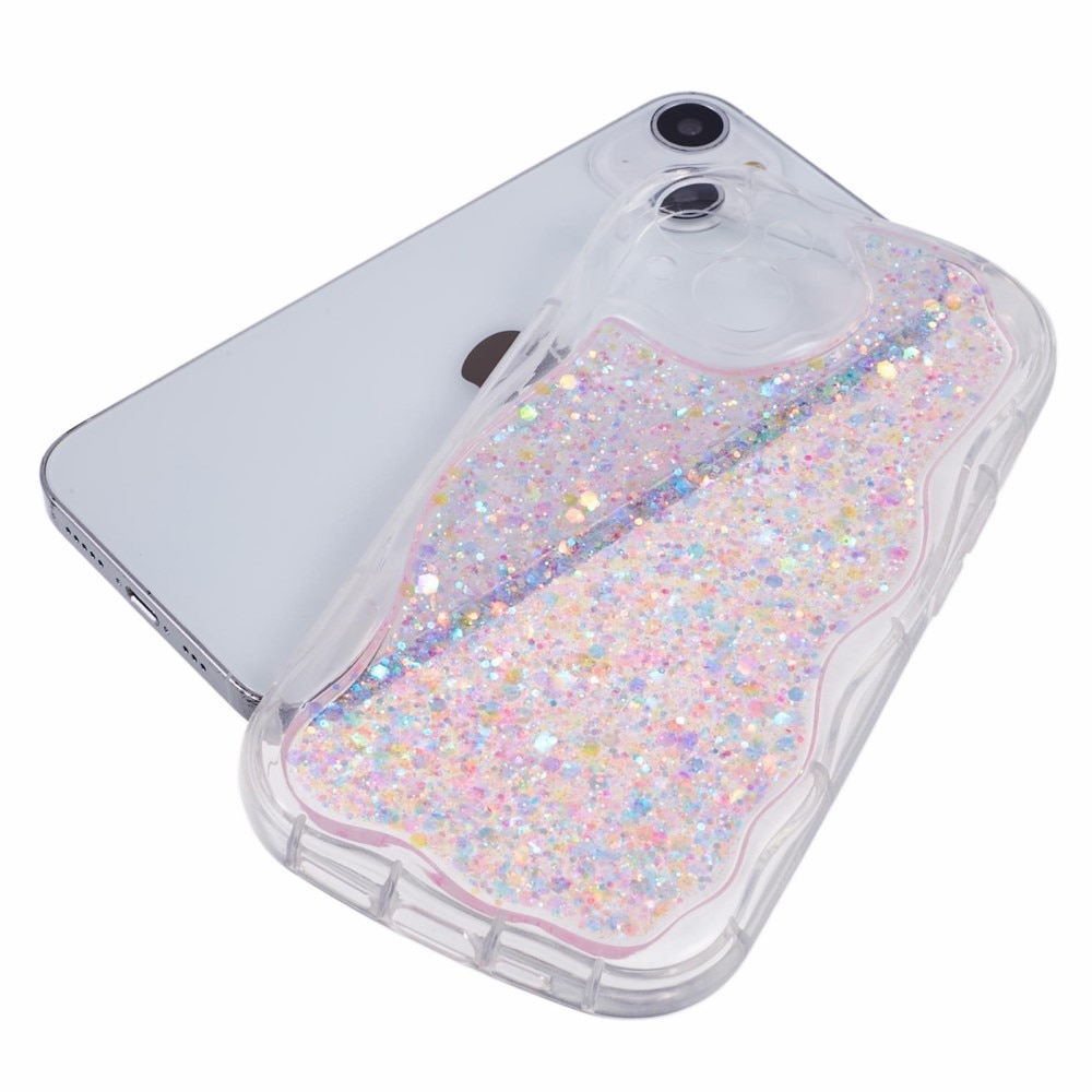 Wavy Glitter Skal iPhone 15 rosa