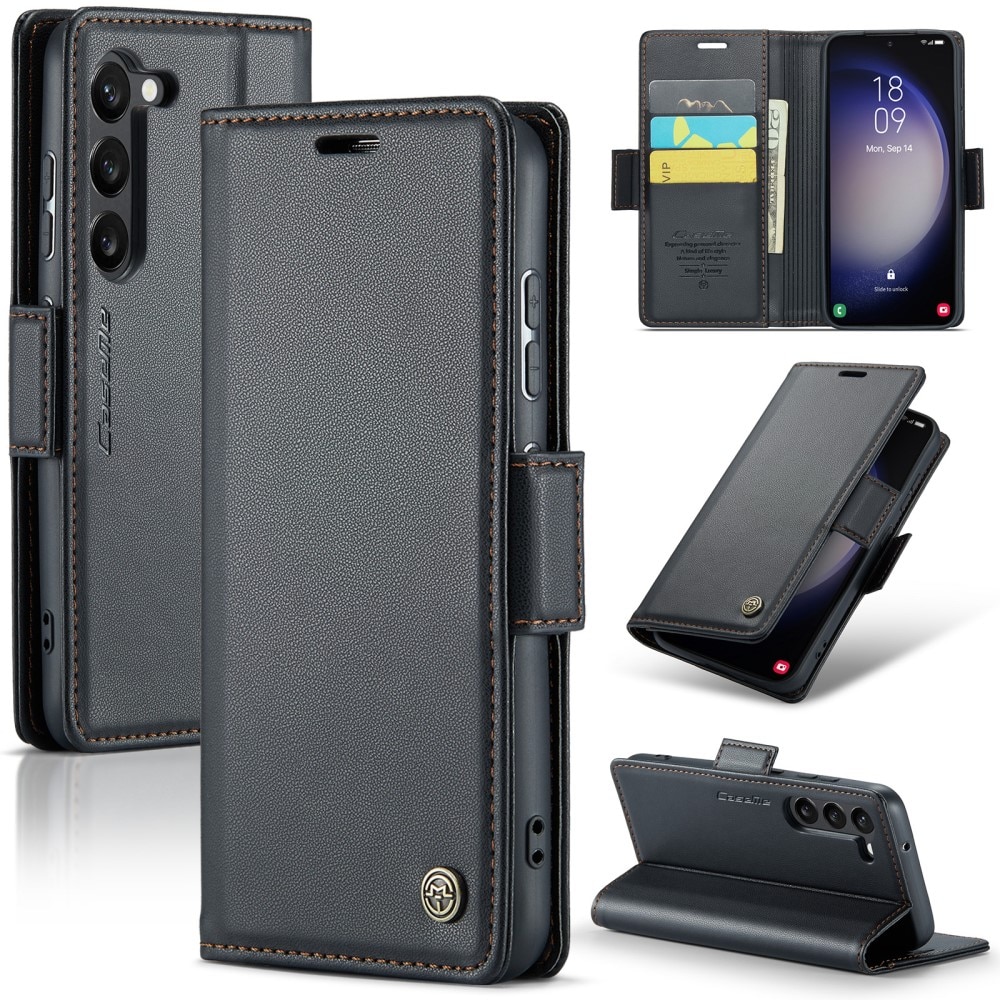 Slim Plånboksfodral RFID-skydd Samsung Galaxy S24 svart