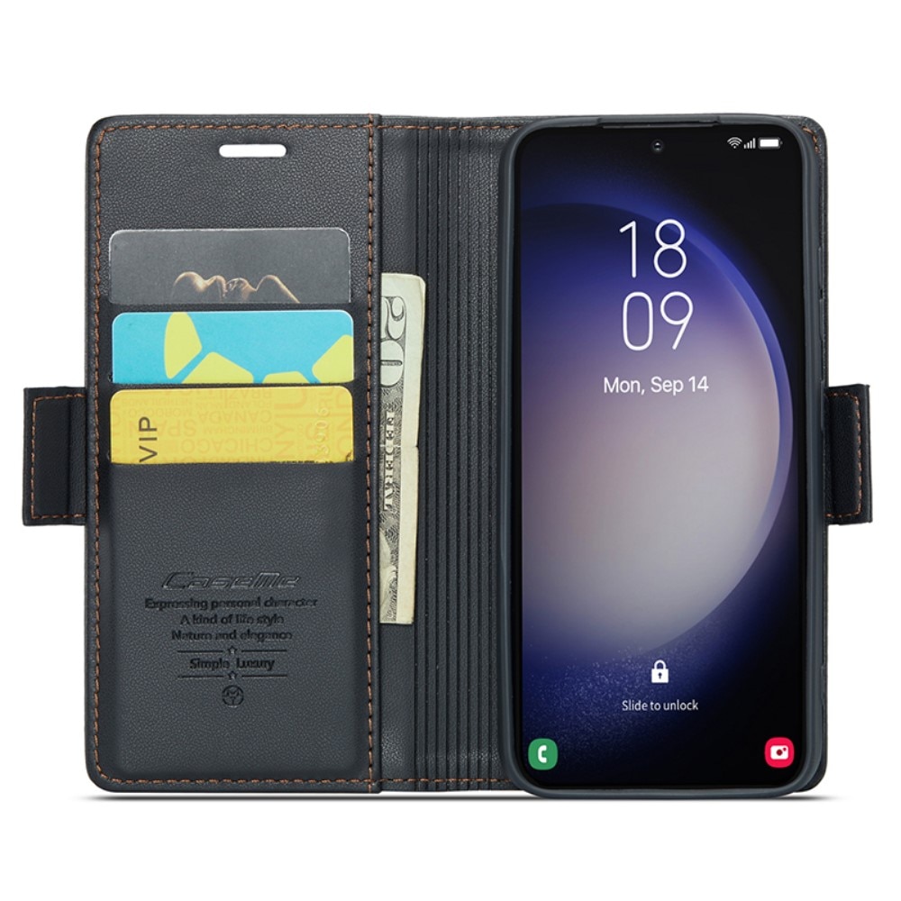 Slim Plånboksfodral RFID-skydd Samsung Galaxy S24 svart