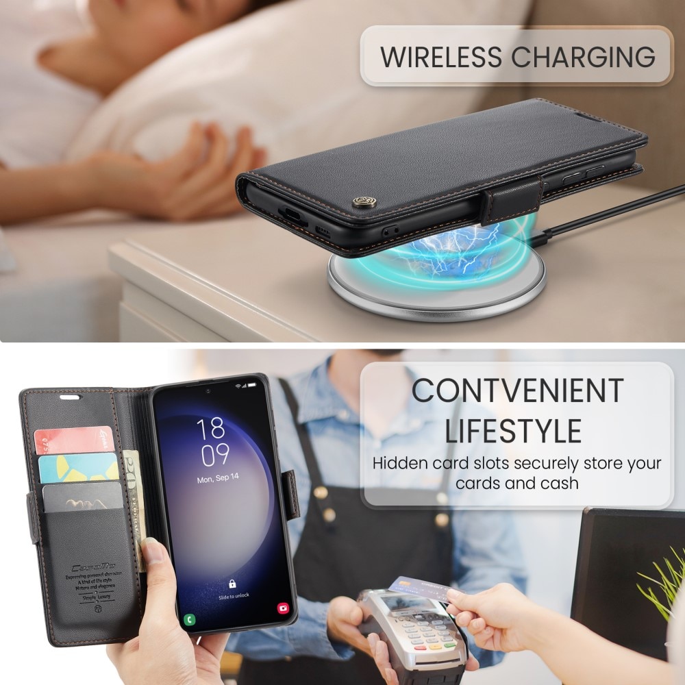 Slim Plånboksfodral RFID-skydd Samsung Galaxy S24 Plus Svart
