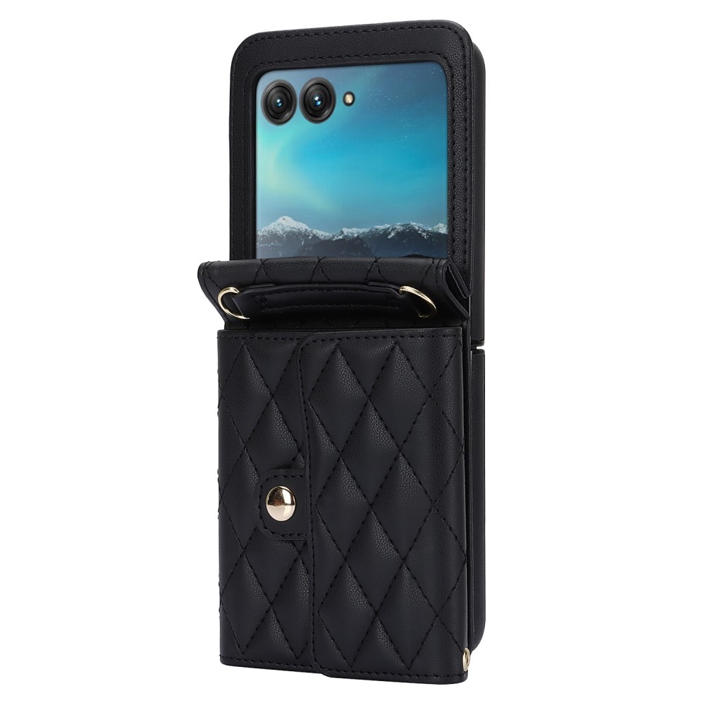 Plånboksväska RFID-skydd Motorola Razr 40 Ultra Quilted svart