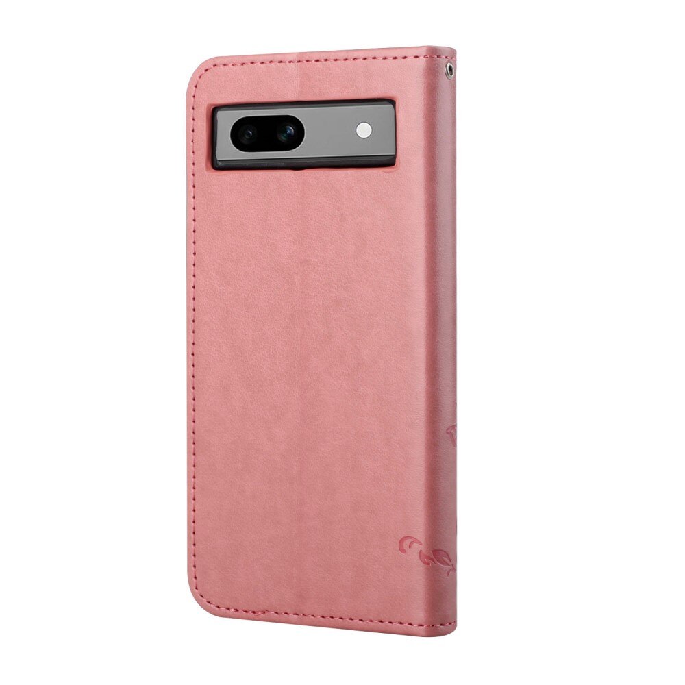 Läderfodral Fjärilar Google Pixel 8a rosa