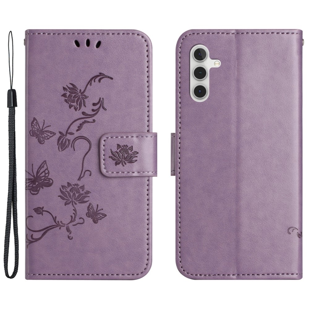 Läderfodral Fjärilar Samsung Galaxy A35 lila