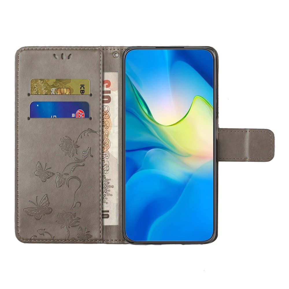 Läderfodral Fjärilar Samsung Galaxy A35 Grå