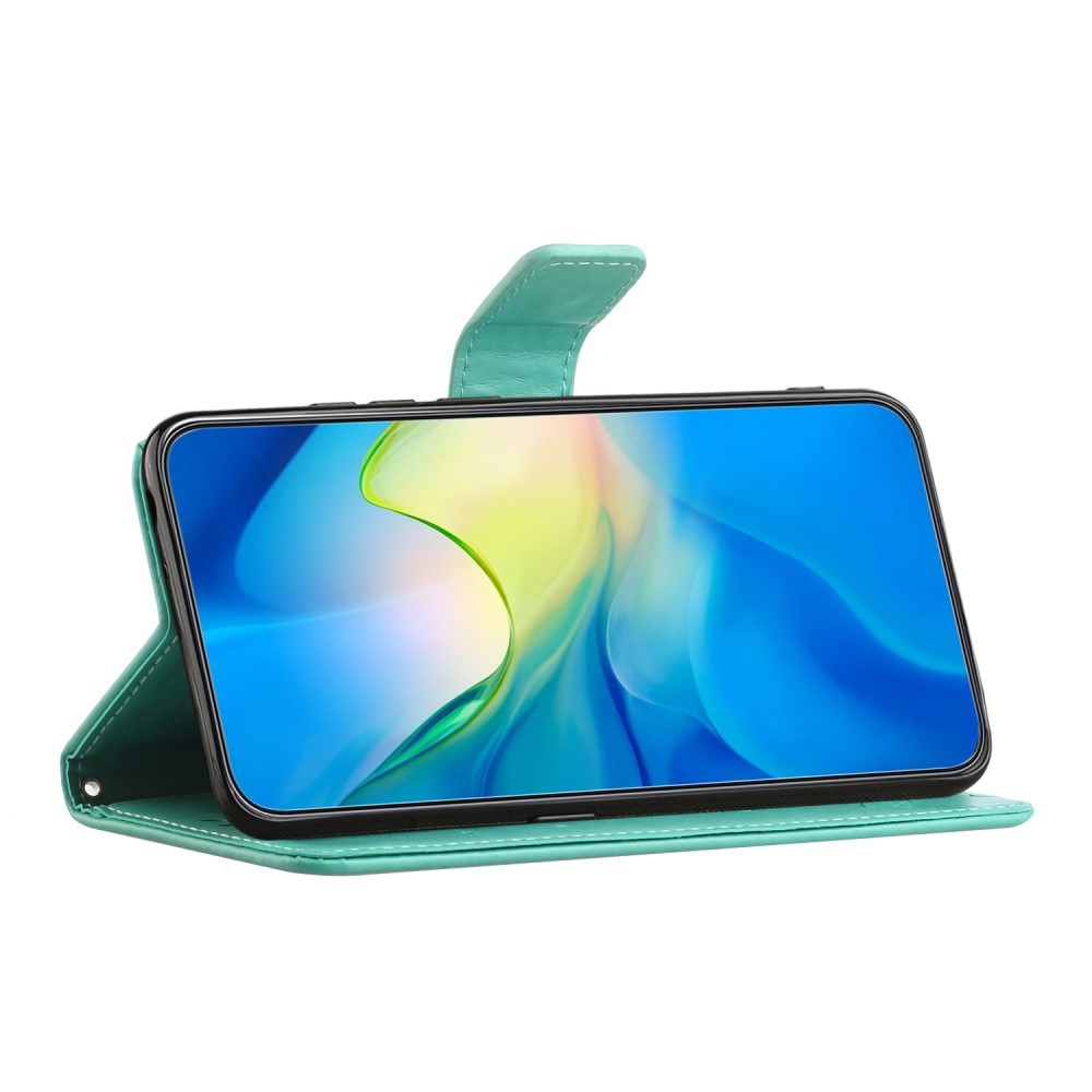 Läderfodral Fjärilar Samsung Galaxy A35 grön