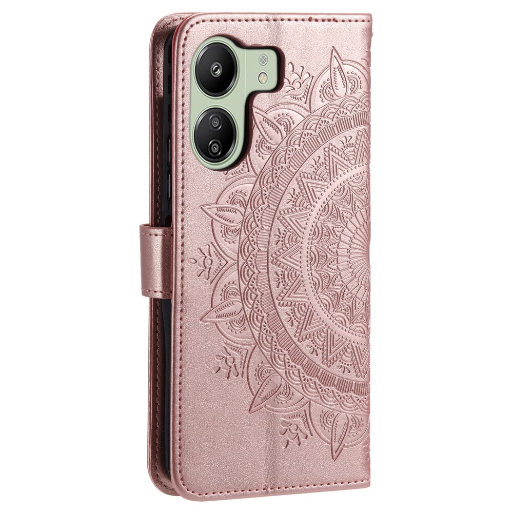 Läderfodral Mandala Xiaomi Redmi 13C roséguld