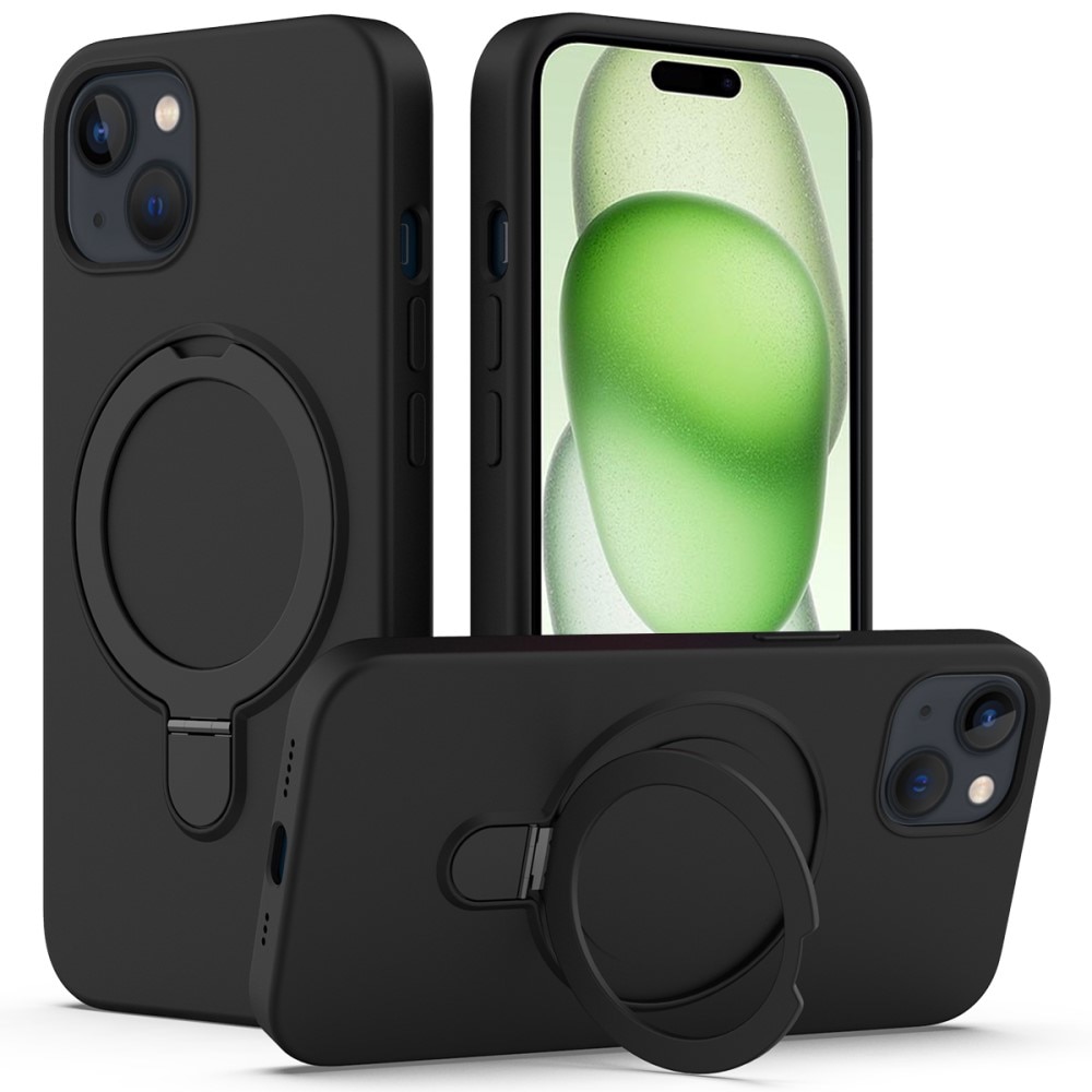 Silikonskal Kickstand MagSafe iPhone 15 svart
