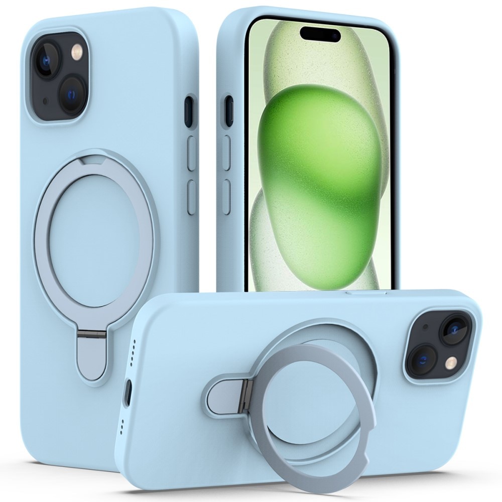Silikonskal Kickstand MagSafe iPhone 15 blå