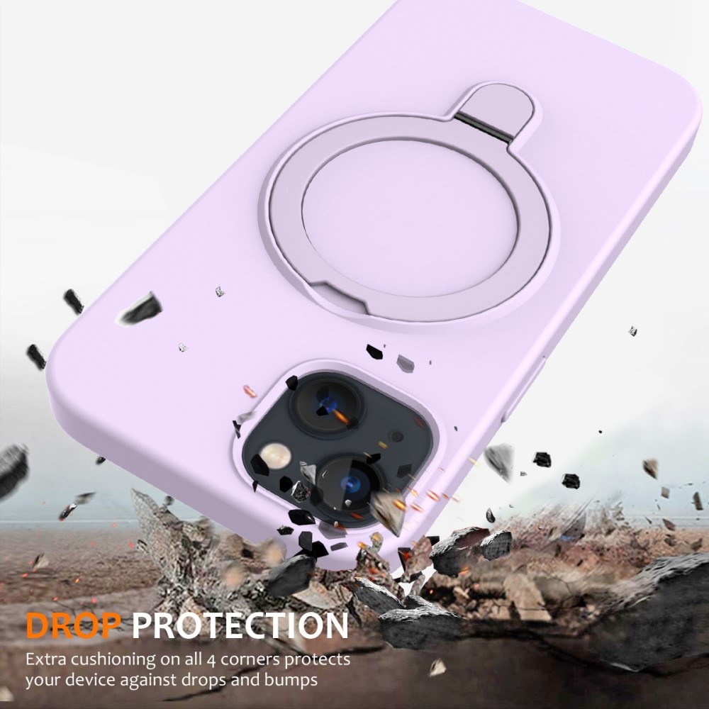 Silikonskal Kickstand MagSafe iPhone 15 lila