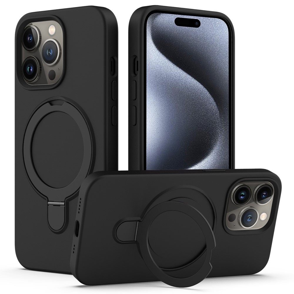 Silikonskal Kickstand MagSafe iPhone 15 Pro svart