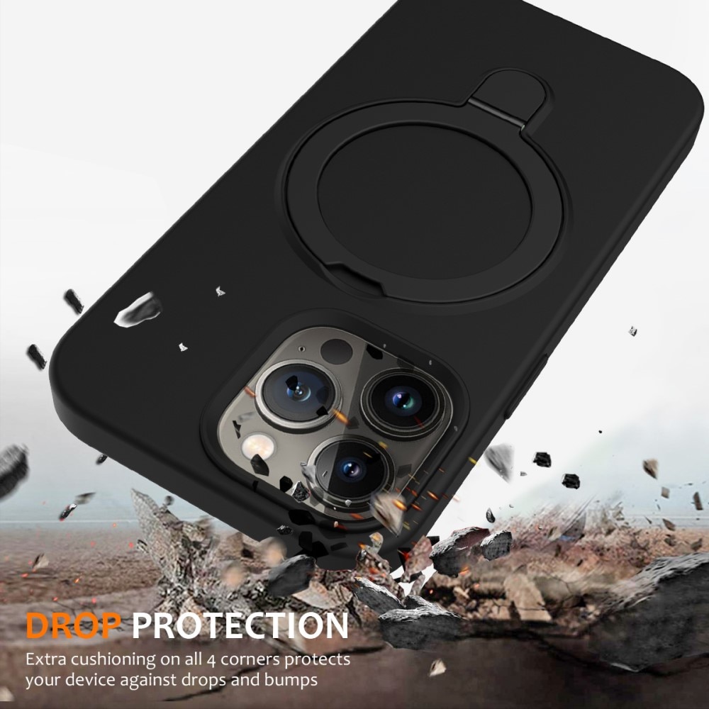 Silikonskal Kickstand MagSafe iPhone 15 Pro svart