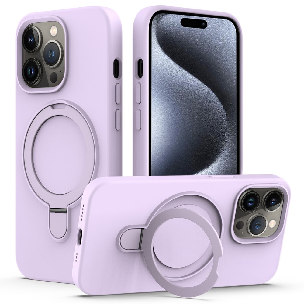Silikonskal Kickstand MagSafe iPhone 15 Pro lila