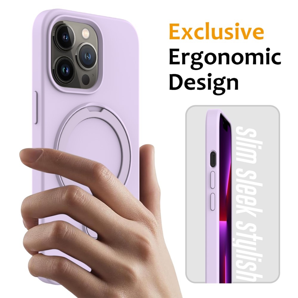 Silikonskal Kickstand MagSafe iPhone 15 Pro lila