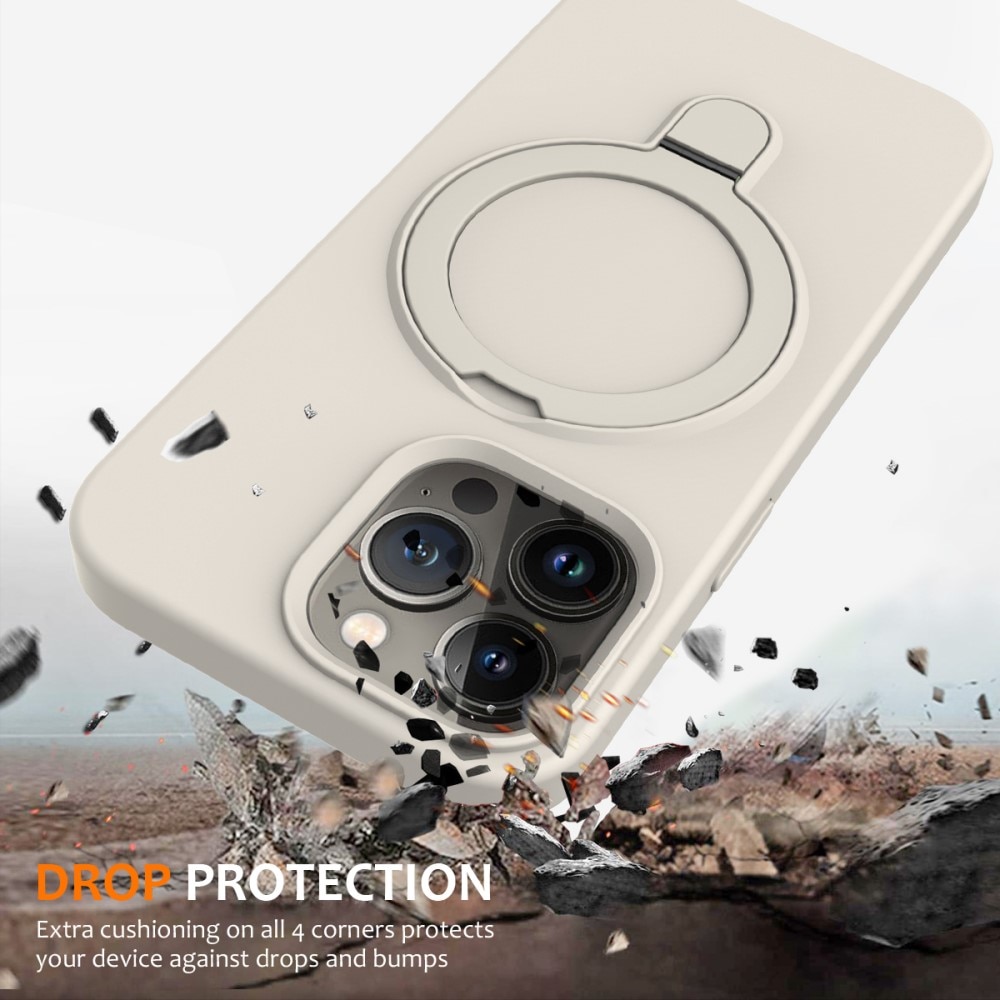 Silikonskal Kickstand MagSafe iPhone 15 Pro Max beige