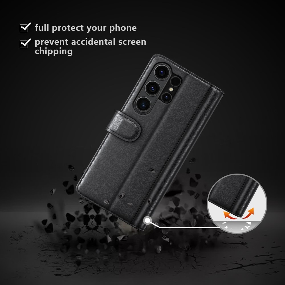 Äkta Läderfodral Samsung Galaxy S24 Ultra svart