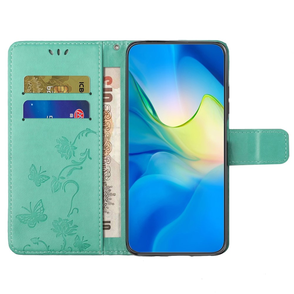Läderfodral Fjärilar Samsung Galaxy A55 Grön