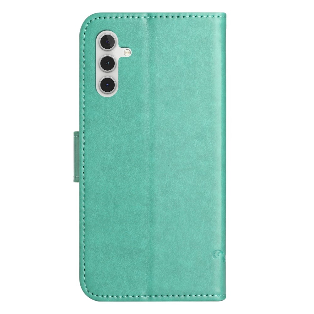 Läderfodral Fjärilar Samsung Galaxy A55 grön