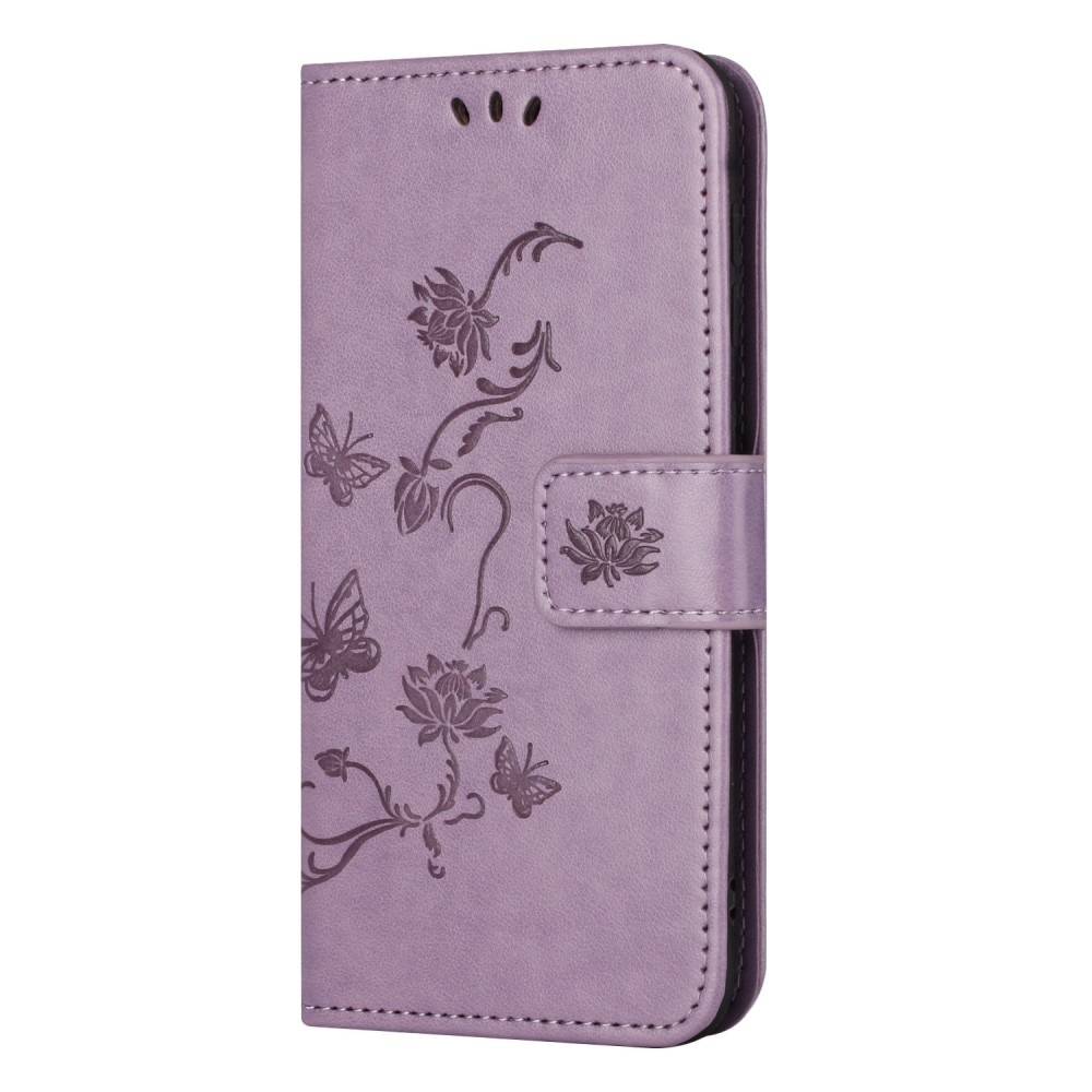 Läderfodral Fjärilar Samsung Galaxy A55 lila