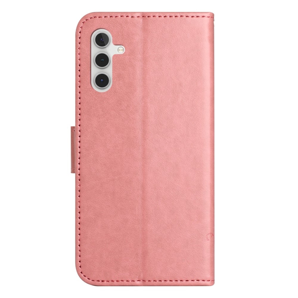 Läderfodral Fjärilar Samsung Galaxy A55 rosa