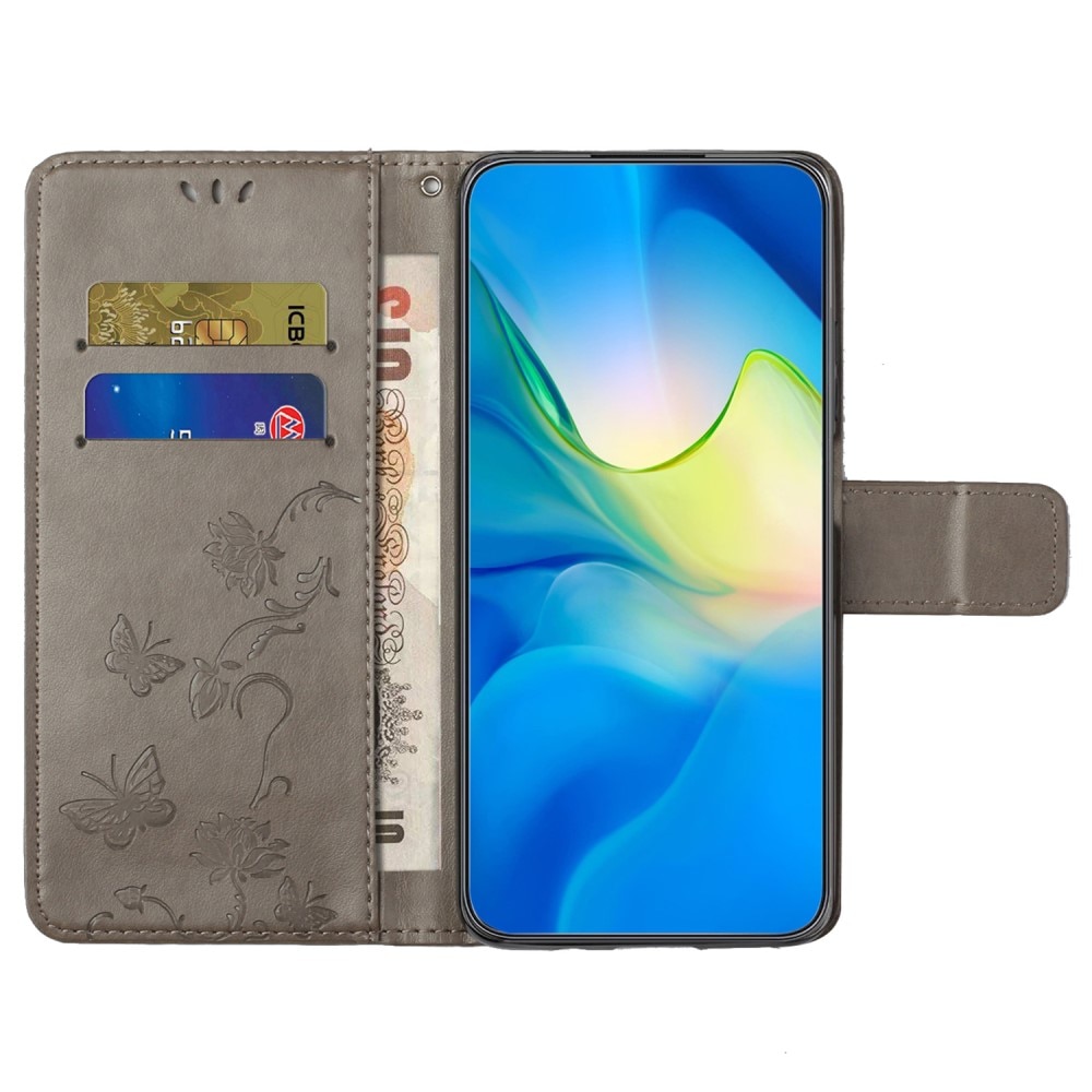 Läderfodral Fjärilar Samsung Galaxy A55 Grå