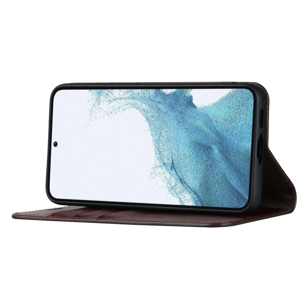 Mobilfodral Äkta Läder Samsung Galaxy S23 mörkbrun