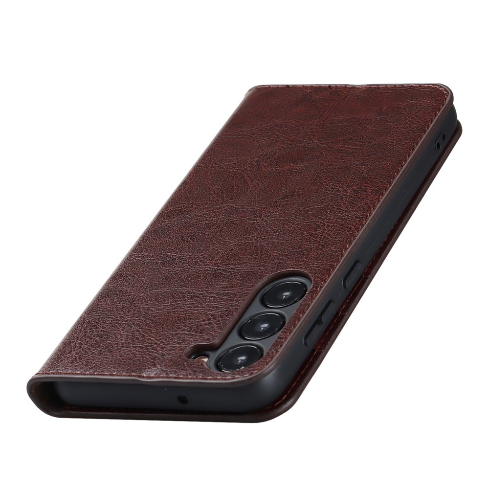 Mobilfodral Äkta Läder Samsung Galaxy S23 mörkbrun