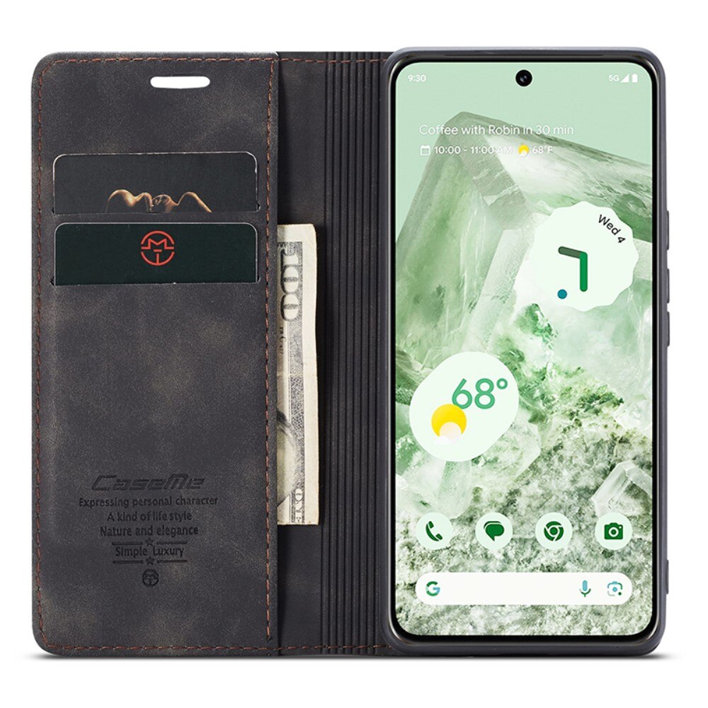 Slim Plånboksfodral Google Pixel 8a svart