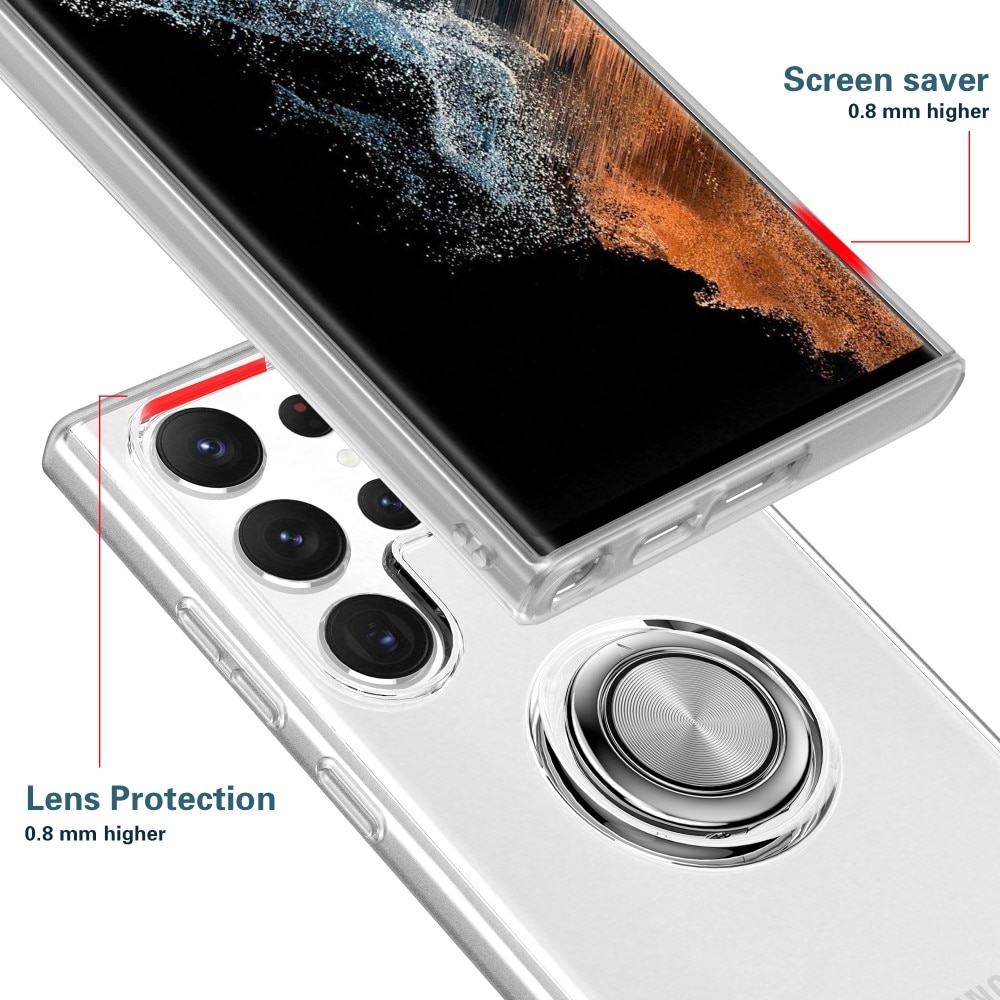 TPU Skal Finger Ring Kickstand Samsung Galaxy S24 Ultra transparent