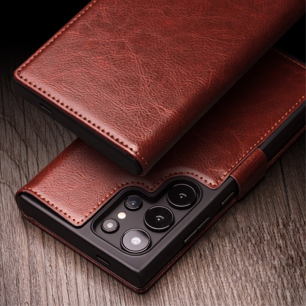 Samsung Galaxy S24 Ultra Leather Wallet Case Brown