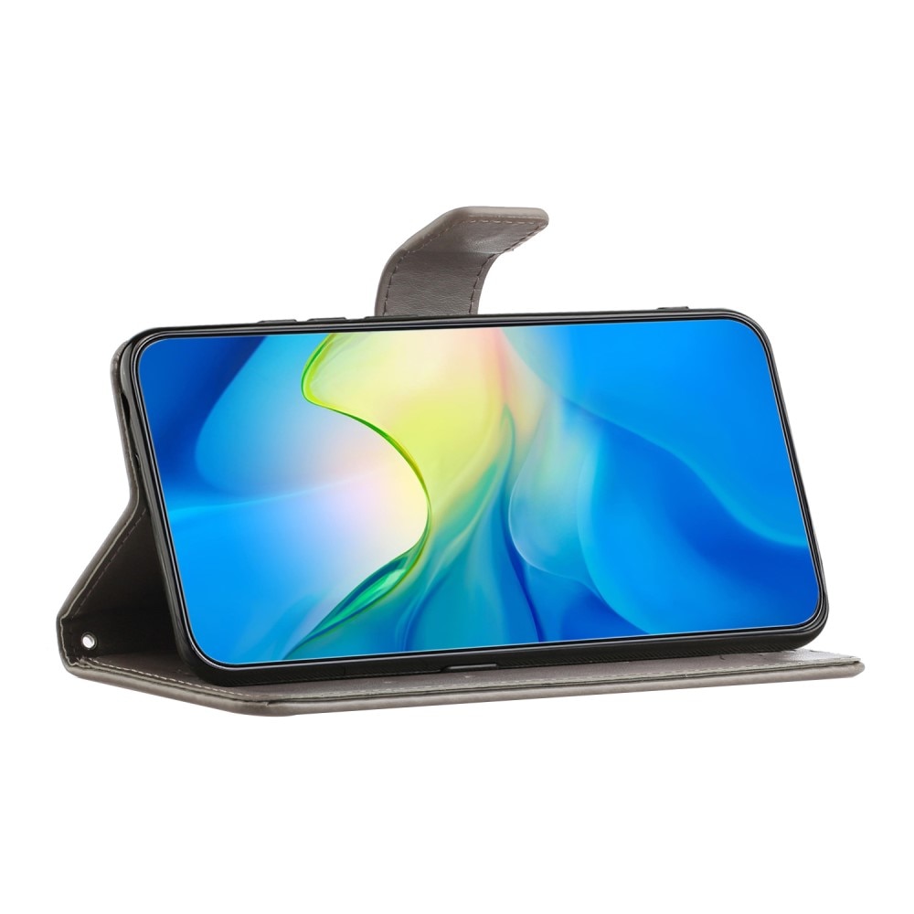 Läderfodral Fjärilar Xiaomi Redmi Note 13 4G Grå